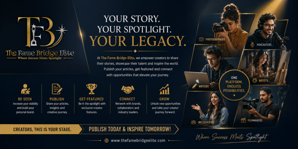 Creators, Your Story Deserves the Spotlight — Publish with The Fame Bridge Elite creators poster